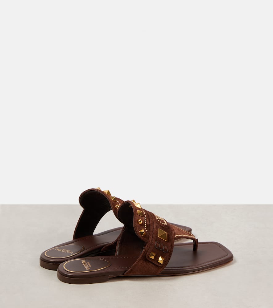Valentino Garavani Plaster Caster studded suede thong sandals