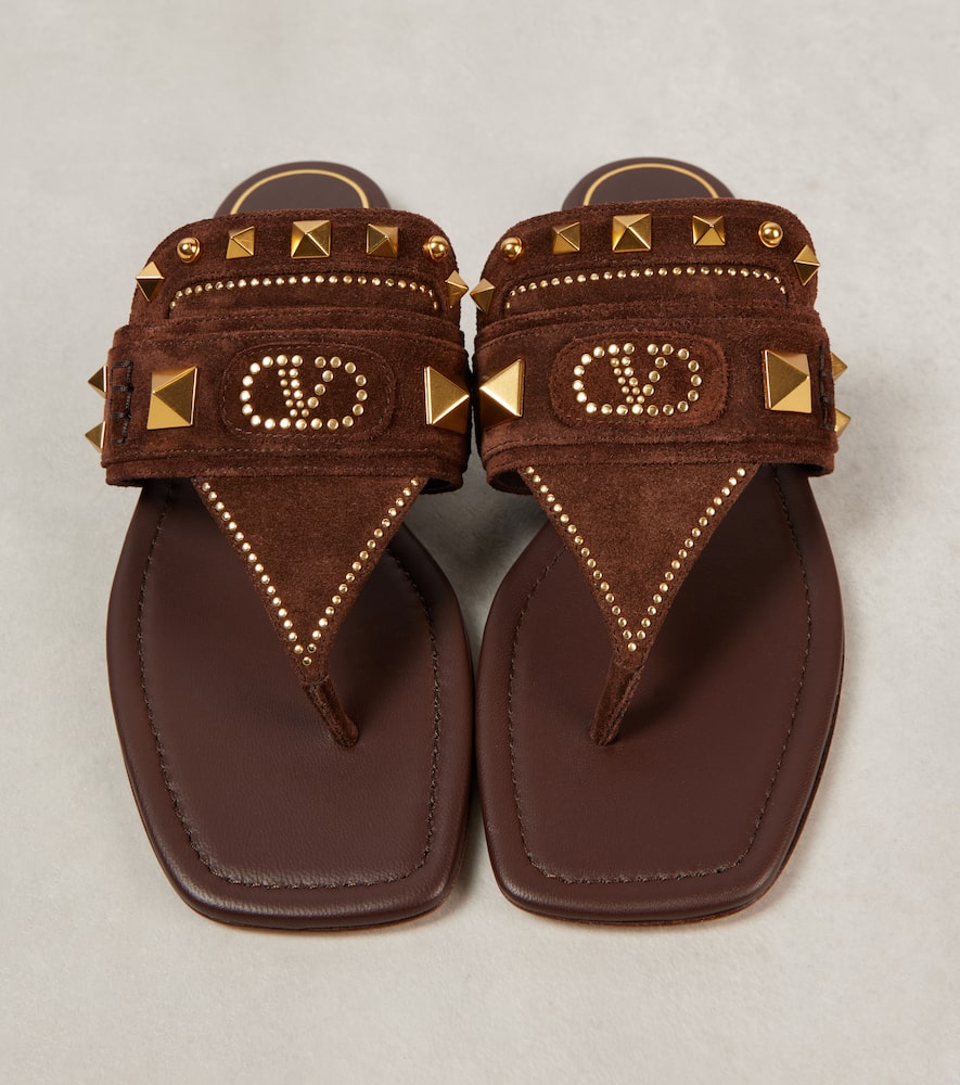 Valentino Garavani Plaster Caster studded suede thong sandals