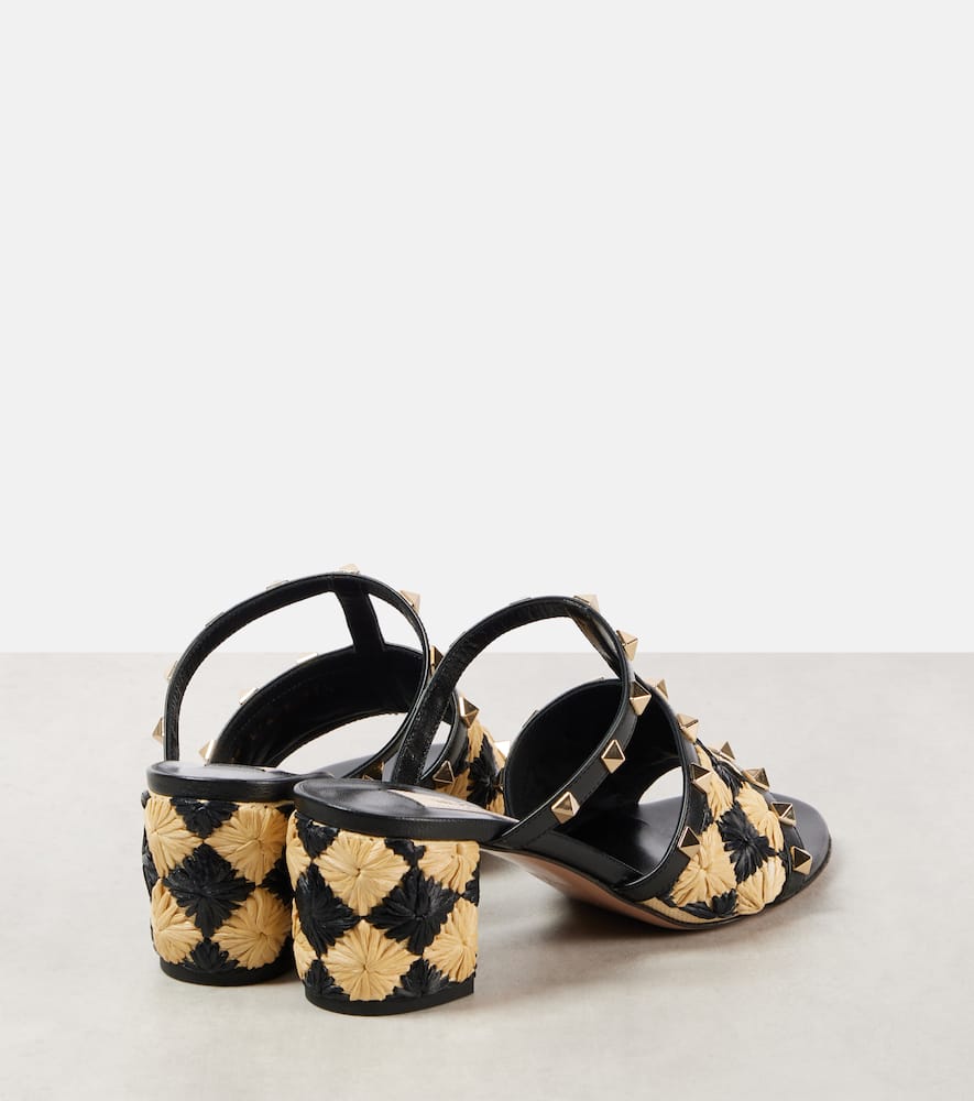 Valentino Garavani Rockstud 60 raffia-effect mules