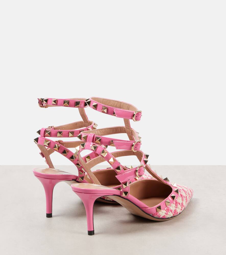 Valentino Garavani Rockstud 65 Bouclé-trimmed leather pumps