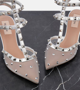 Valentino Garavani Rockstud 65 leather-trimmed pumps