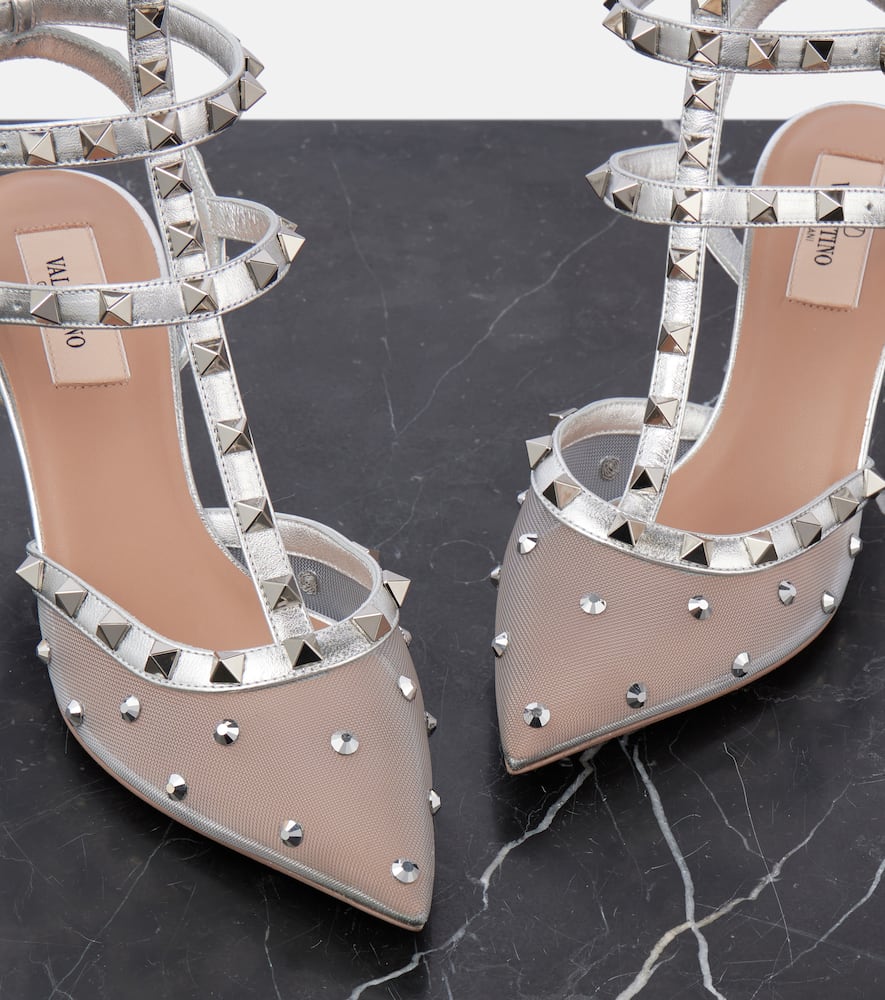 Valentino Garavani Rockstud 65 leather-trimmed pumps