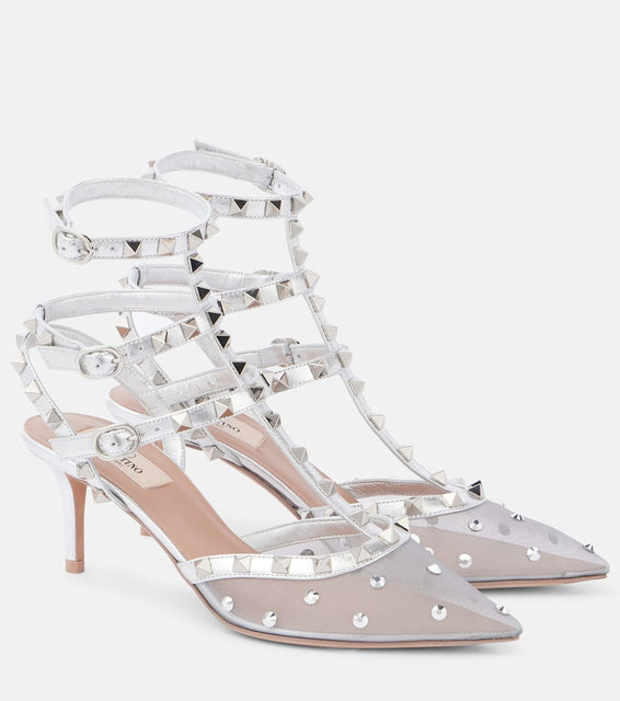 Valentino Garavani Rockstud 65 leather-trimmed pumps
