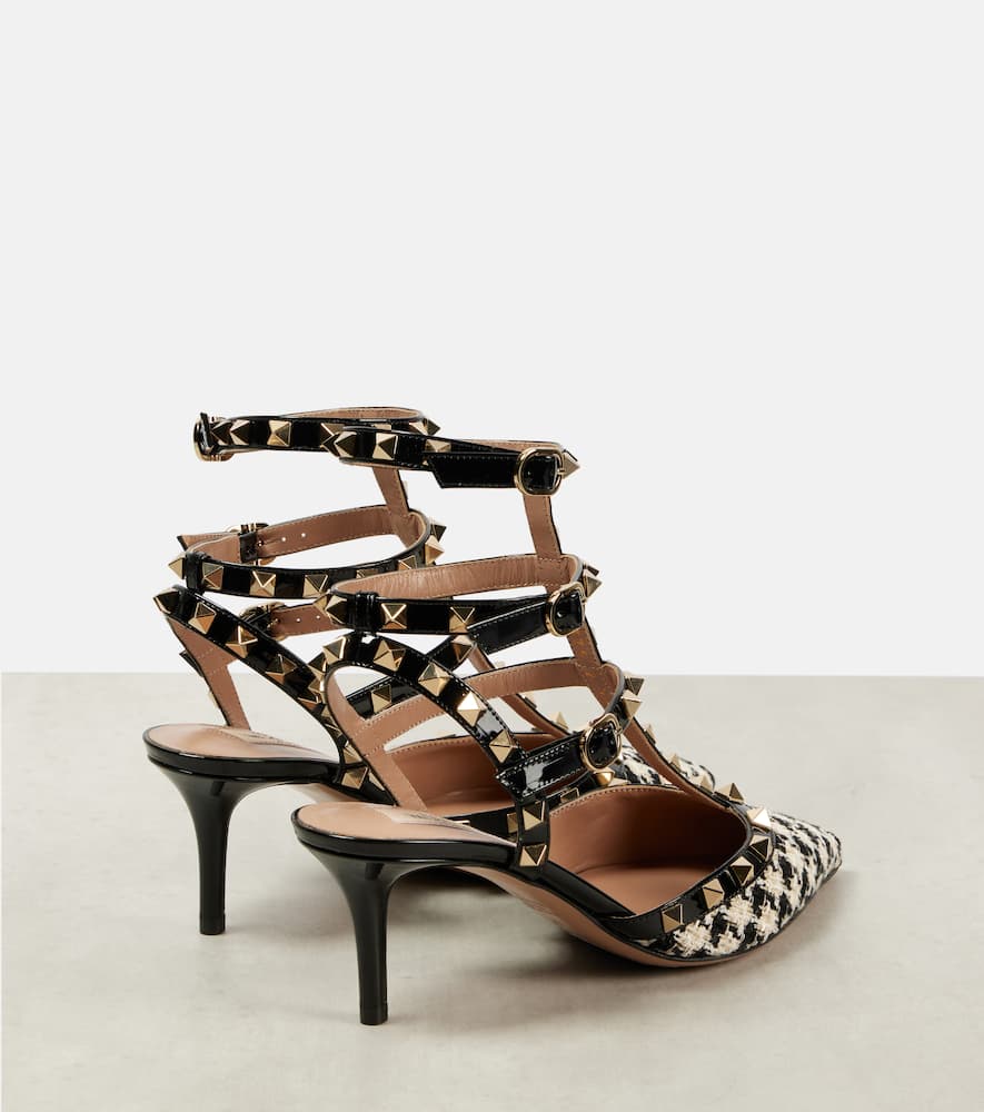 Valentino Garavani Rockstud 65 leather-trimmed tweed pumps