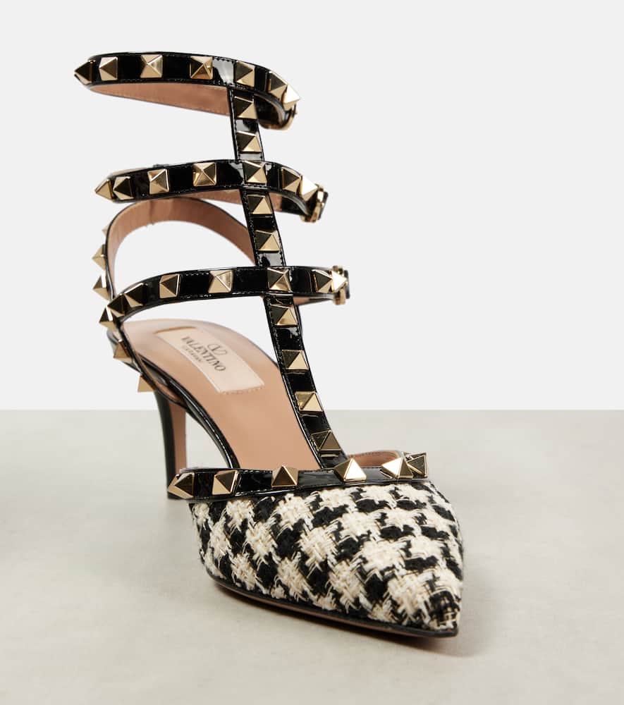 Valentino Garavani Rockstud 65 leather-trimmed tweed pumps