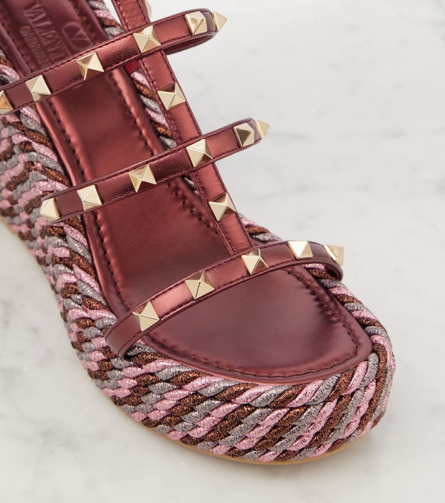 Valentino Garavani Rockstud 95 leather espadrille wedges