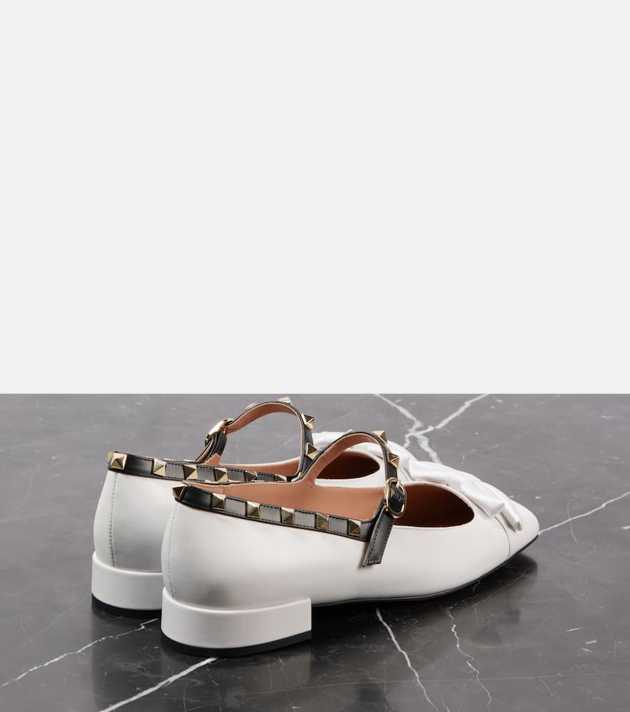 Valentino Garavani Rockstud Bow leather Mary Jane flats