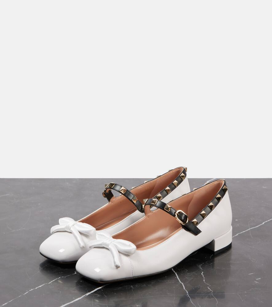 Valentino Garavani Rockstud Bow leather Mary Jane flats