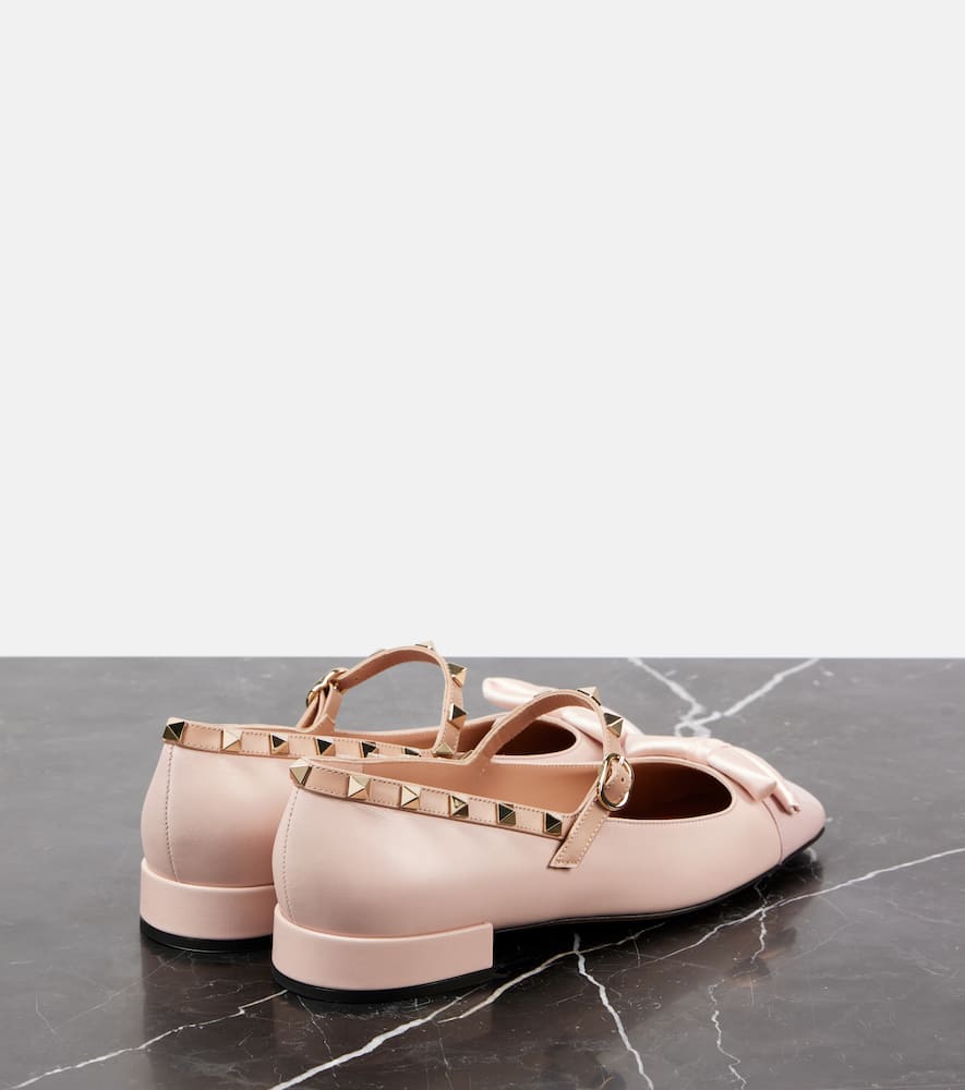 Valentino Garavani Rockstud Bow leather ballet flats