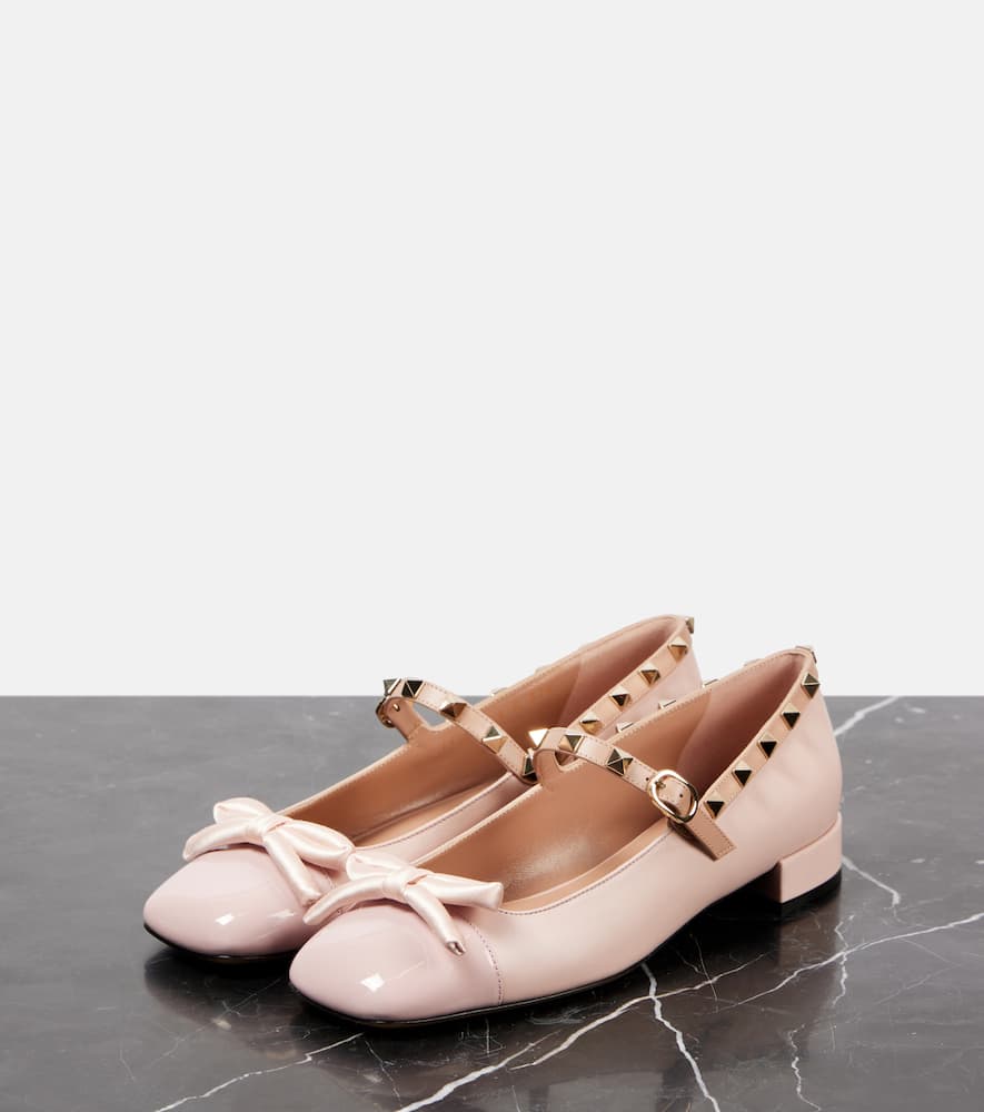 Valentino Garavani Rockstud Bow leather ballet flats