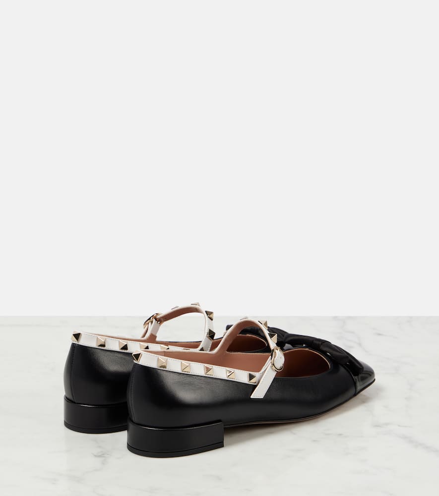 Valentino Garavani Rockstud Bow patent leather Mary Jane flats