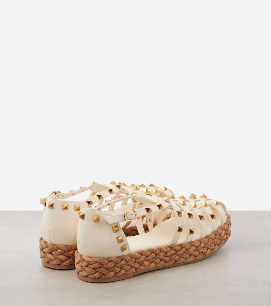 Valentino Garavani Rockstud Cork leather fisherman sandals