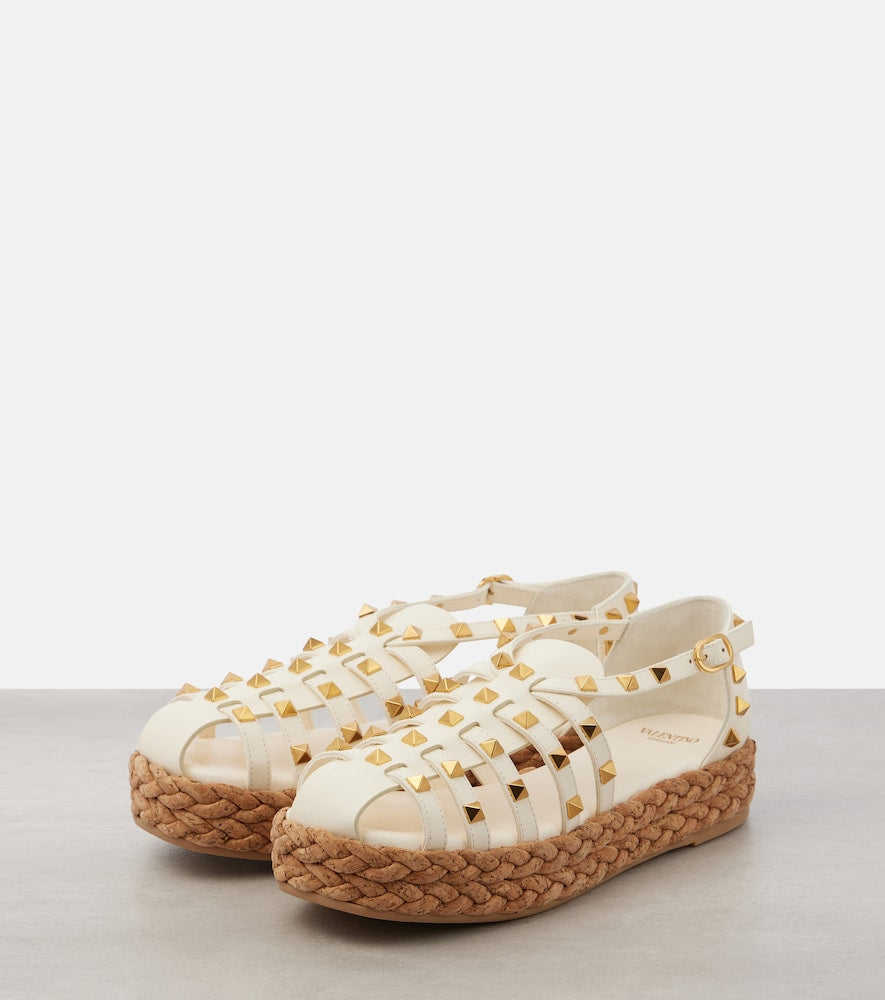 Valentino Garavani Rockstud Cork leather fisherman sandals