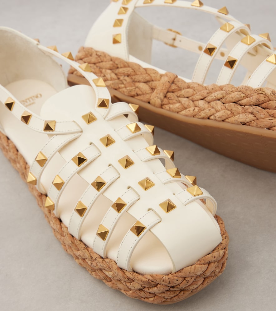 Valentino Garavani Rockstud Cork leather fisherman sandals