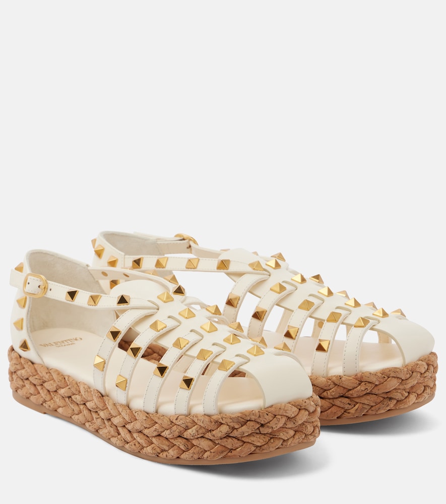 Valentino Garavani Rockstud Cork leather fisherman sandals