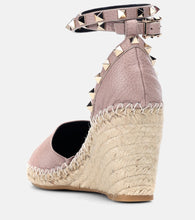 Valentino Garavani Rockstud Double leather wedge espadrilles