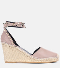 Valentino Garavani Rockstud Double leather wedge espadrilles