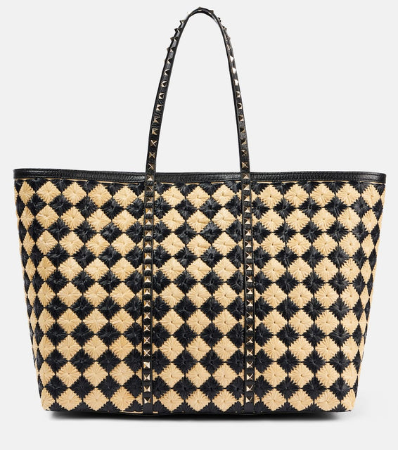 Valentino Garavani Rockstud Large checked tote bag. Shop Valentino Garavani Tote Bags for women now.