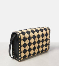 Valentino Garavani Rockstud Small raffia-effect shoulder bag
