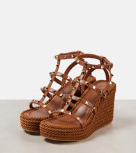 Valentino Garavani Rockstud Torchon 95 leather espadrille wedges