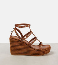 Valentino Garavani Rockstud Torchon 95 leather espadrille wedges
