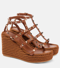 Valentino Garavani Rockstud Torchon 95 leather espadrille wedges