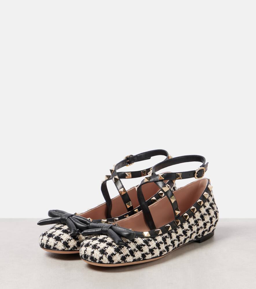 Valentino Garavani Rockstud Bouclé ballet flats