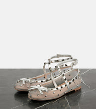Valentino Garavani Rockstud bow-detail mesh ballet flats