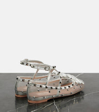 Valentino Garavani Rockstud bow-detail mesh ballet flats