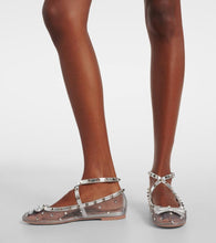 Valentino Garavani Rockstud bow-detail mesh ballet flats