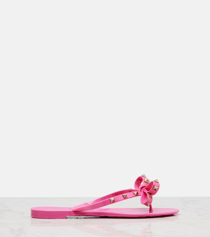 Valentino Garavani Rockstud bow-detail thong sandals