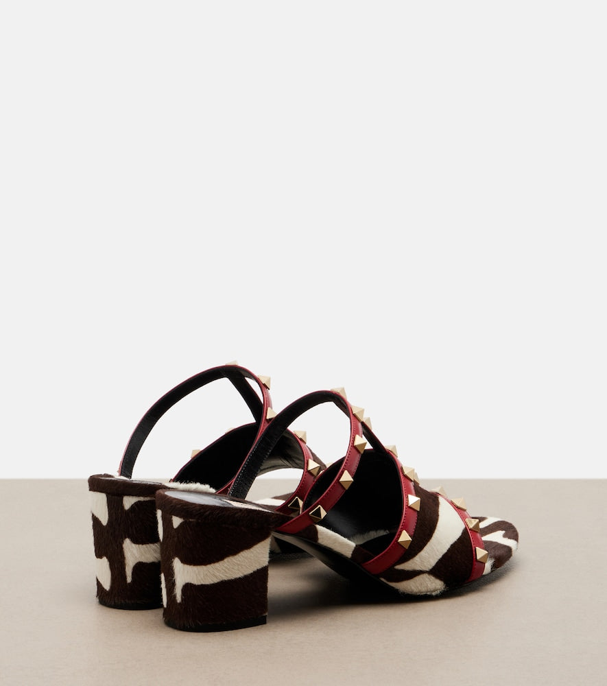 Valentino Garavani Rockstud calf hair and leather pumps