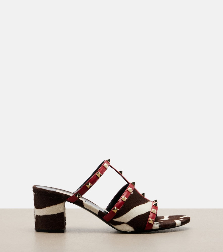 Valentino Garavani Rockstud calf hair and leather pumps