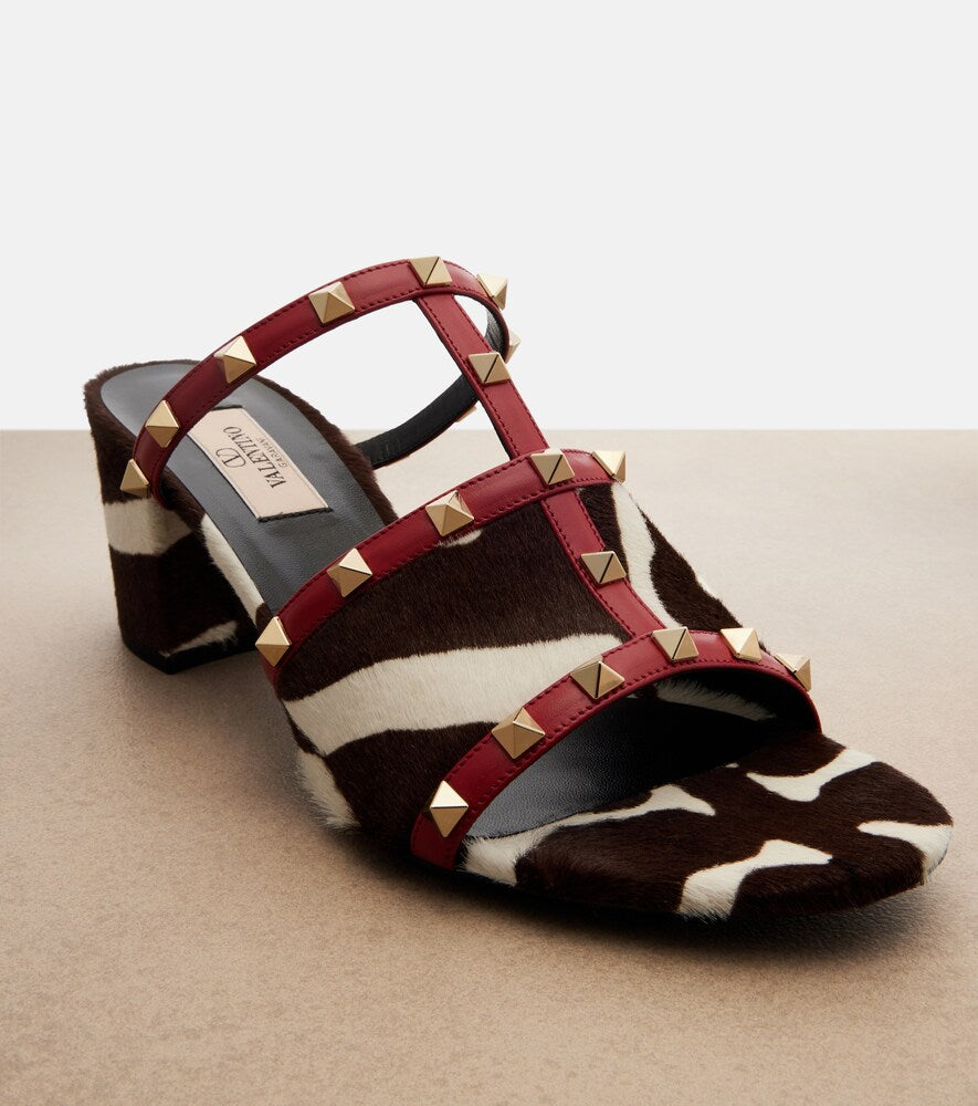Valentino Garavani Rockstud calf hair and leather pumps