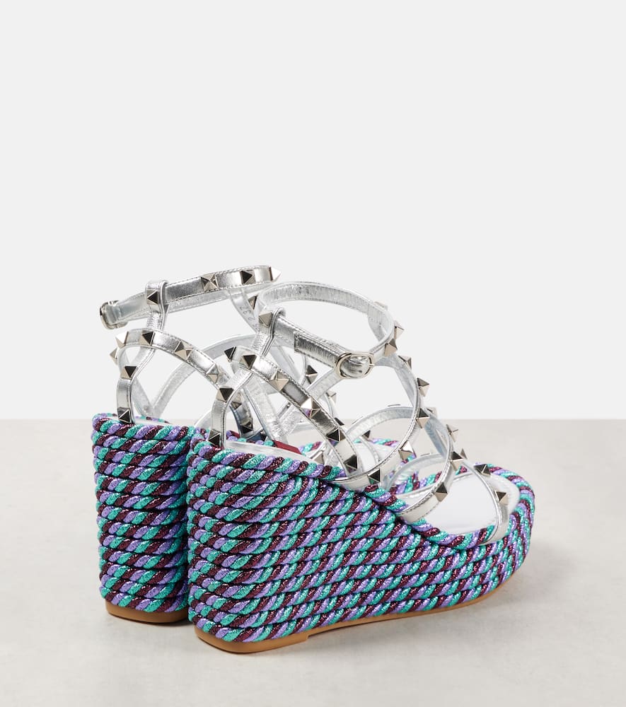 Valentino Garavani Rockstud leather espadrille wedges