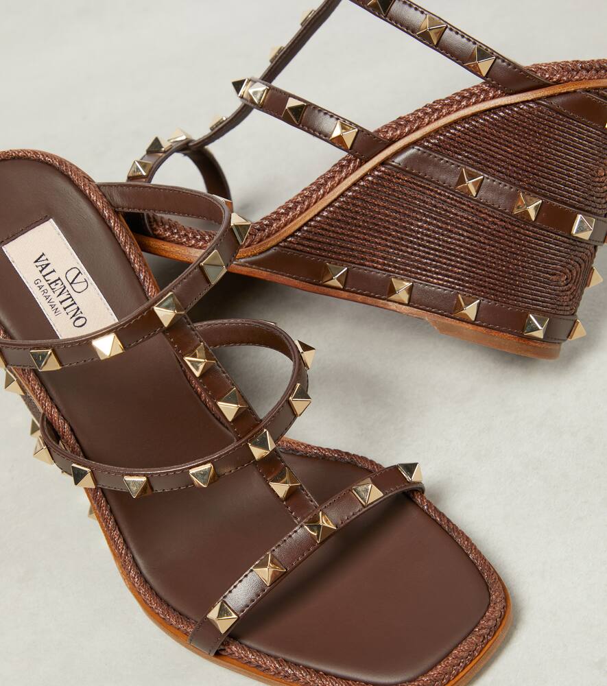 Valentino Garavani Rockstud leather espadrille wedges