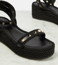 Valentino Garavani Rockstud leather espadrille wedges