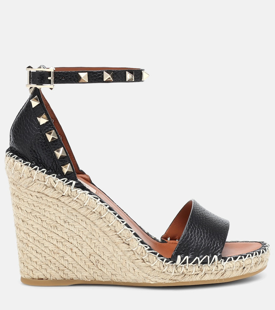Valentino Garavani Rockstud leather wedge espadrilles
