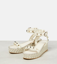 Valentino Garavani Rockstud leather wedge espadrilles