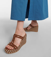 Valentino Garavani Rockstud leather wedge espadrilles
