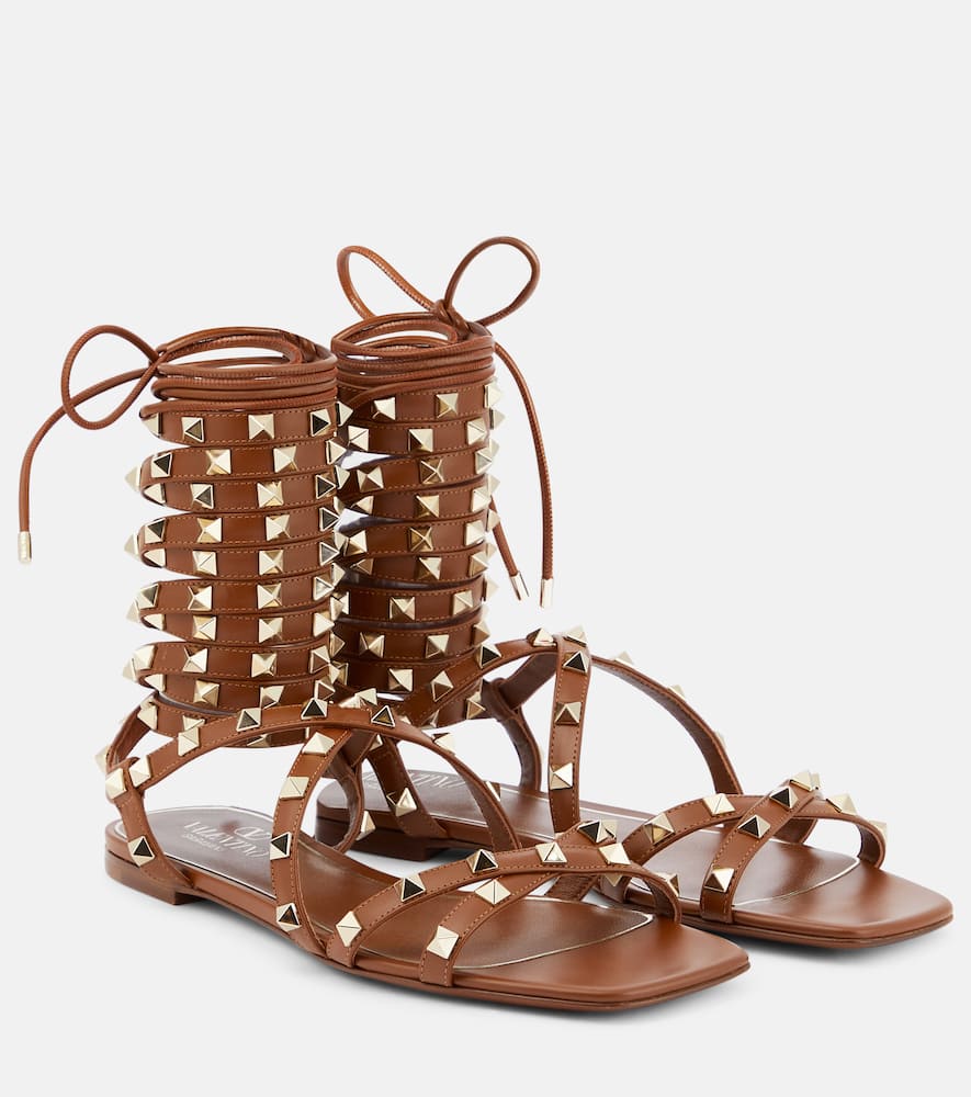 Valentino Garavani Rockstud leather wrap-around sandals