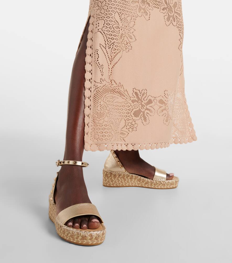 Valentino Garavani Rockstud metallic leather espadrille sandals