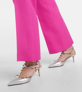 Valentino Garavani Rockstud metallic leather slingback pumps