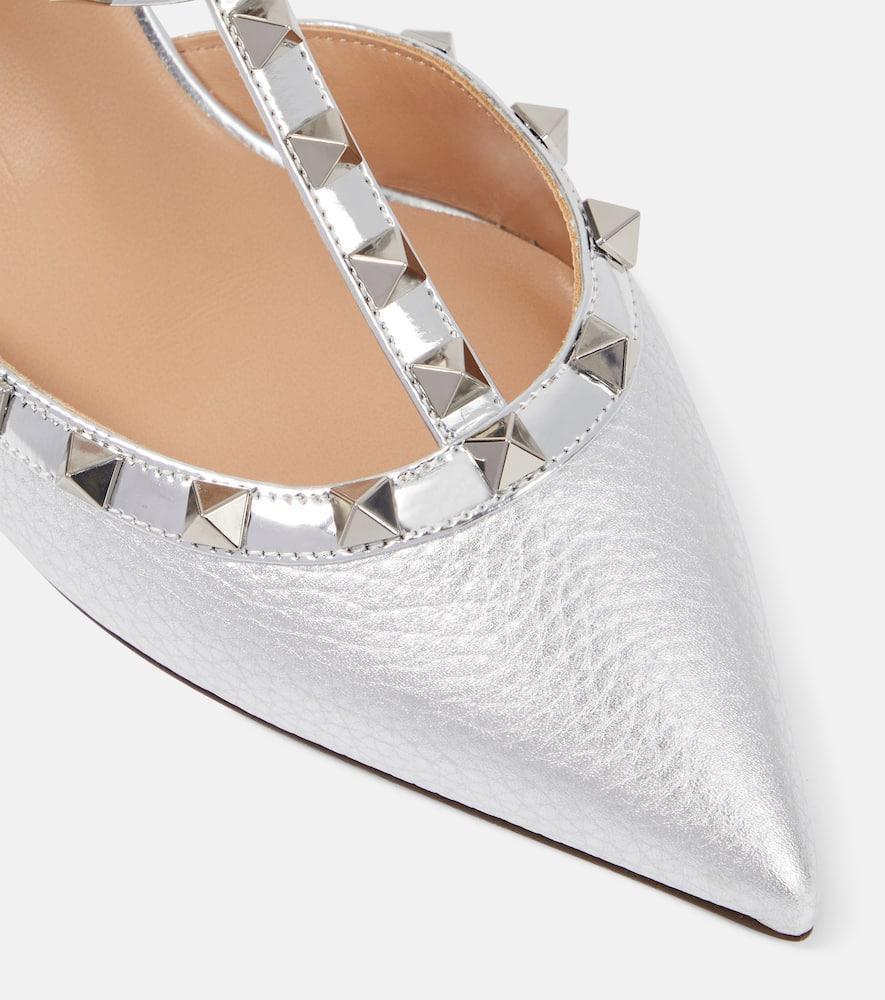 Valentino Garavani Rockstud metallic leather slingback pumps