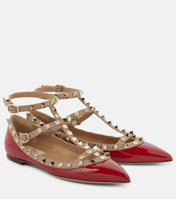 Valentino Garavani Rockstud patent leather ballet flats