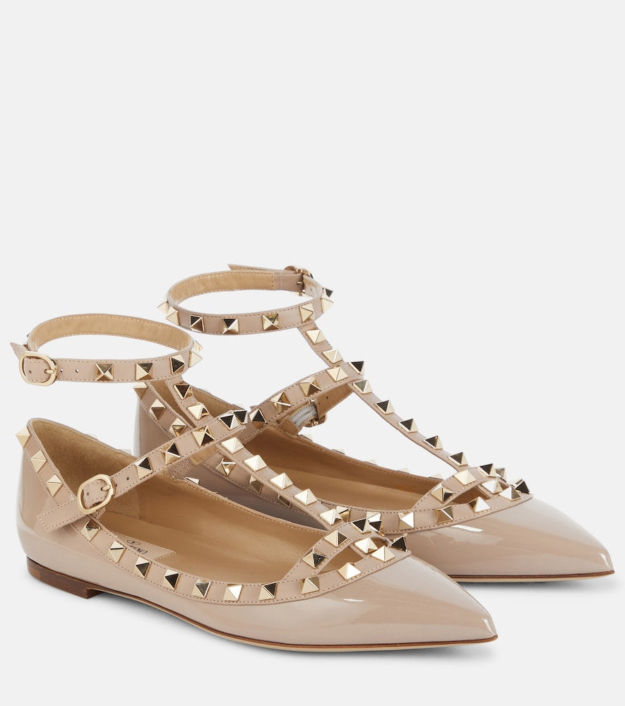Valentino Garavani Rockstud patent leather ballet flats - Valentino Garavani Rockstud漆皮芭蕾平底鞋