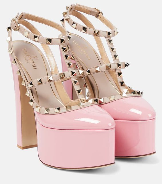 Valentino Garavani Rockstud patent leather platform pumps