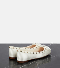 Valentino Garavani Rockstud satin and leather ballet flats