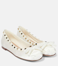 Valentino Garavani Rockstud satin and leather ballet flats