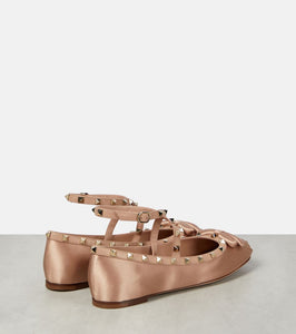 Valentino Garavani Rockstud satin  ballet flats